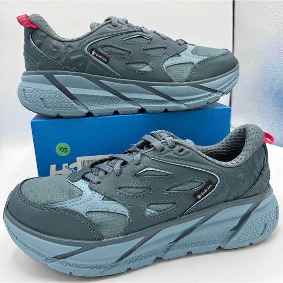 NWT Hoka Clifton Leather Gore-Tex Waterproof Unisex Goblin Stone Blue GBSB shoes - Picture 10 of 15